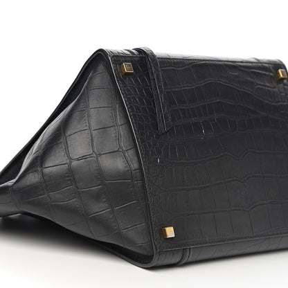 Celine Crocodile Embossed Calfskin Medium Phantom Luggage Black 6 of 9