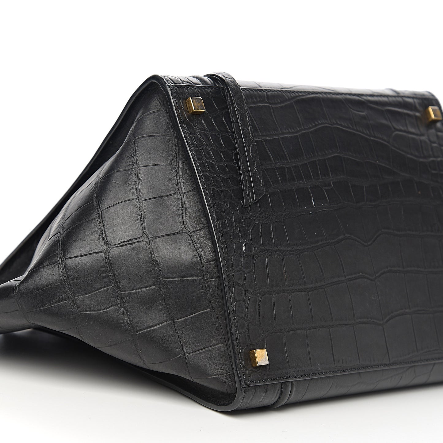 Crocodile Embossed Calfskin Medium Phantom Luggage Black