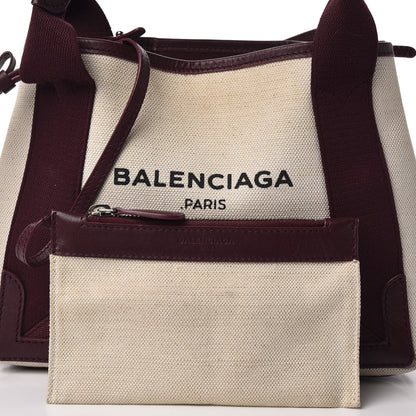 Balenciaga Cotton Canvas Calfskin Navy Cabas XS Natural Rouge Pourpre 11 of 12