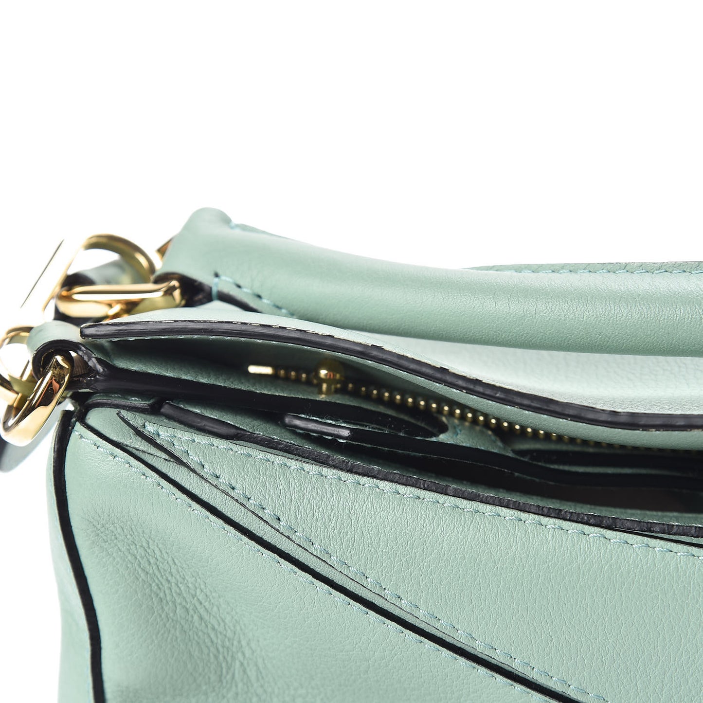 Calfskin Small Puzzle Bag Sea Water Green