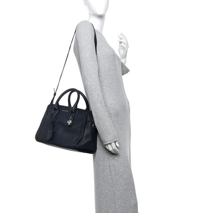 Alexander McQueen Pebbled Calfskin Small Skull Padlock Zip Around Tote Navy 2 of 10