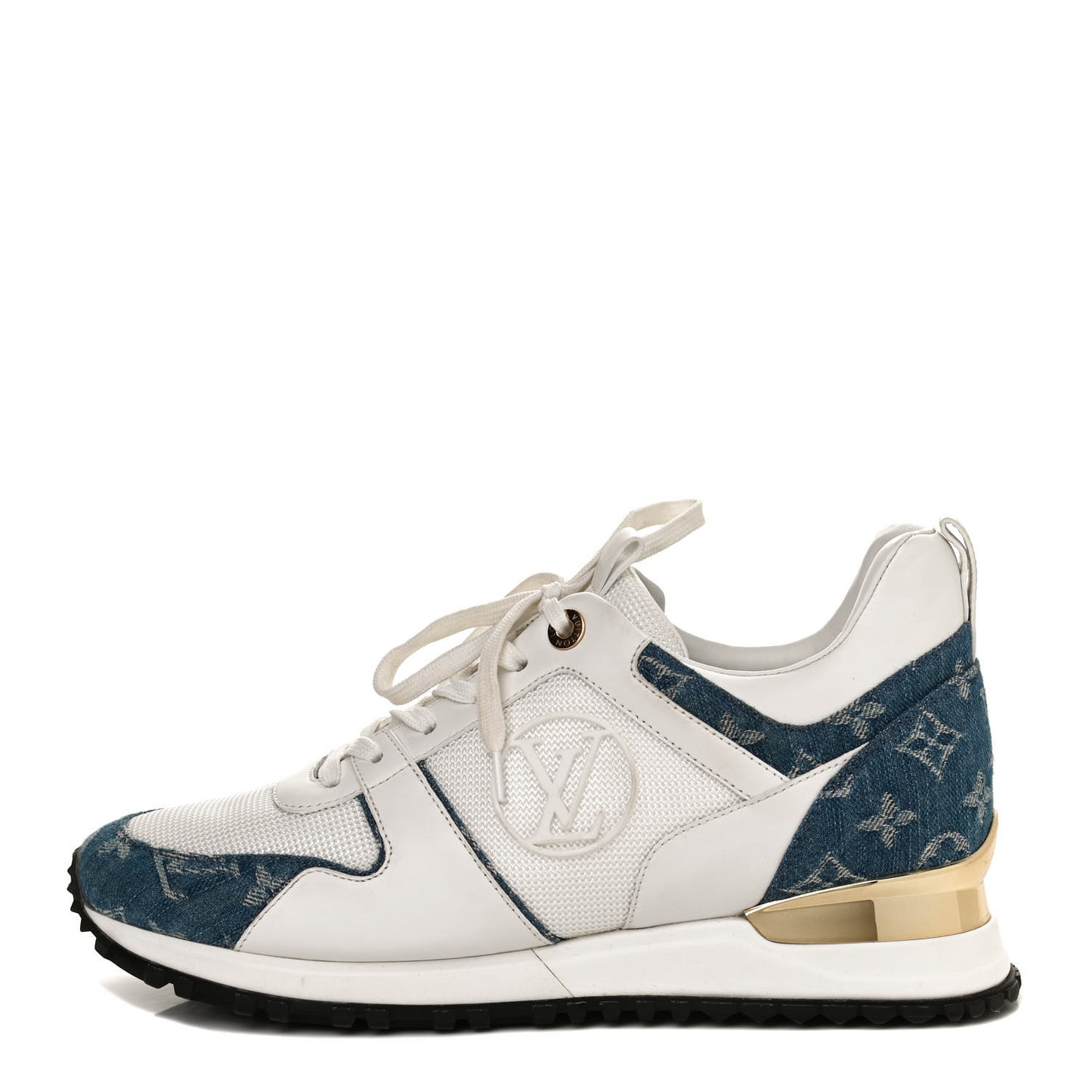 Calfskin Monogram Denim Run Away Sneakers 40 White