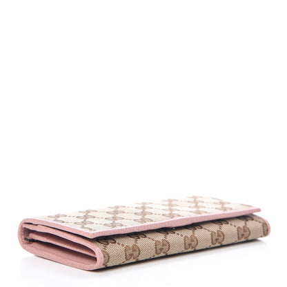 Gucci Monogram Dollar Calfskin Continental Flap Wallet Beige Ebony Soft Pink 4 of 7