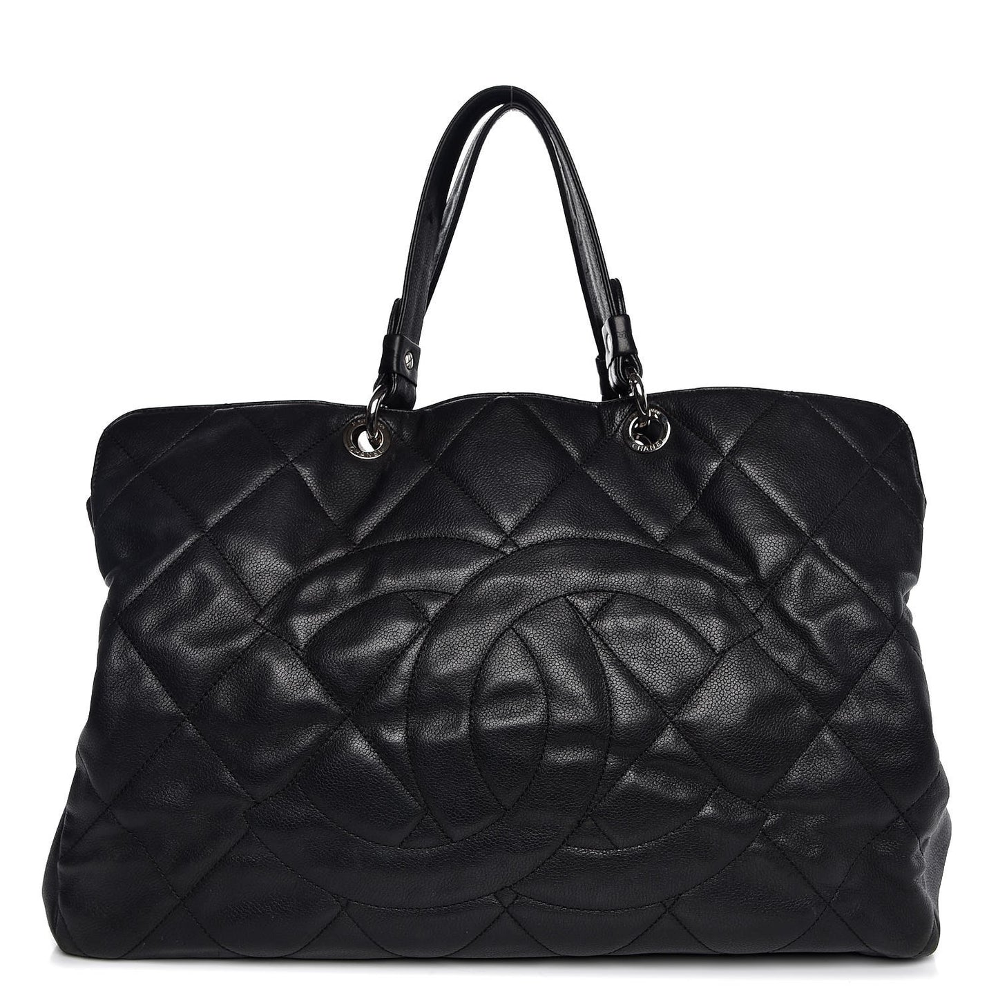 Soft Caviar Quilted Large Timeless Tote Black