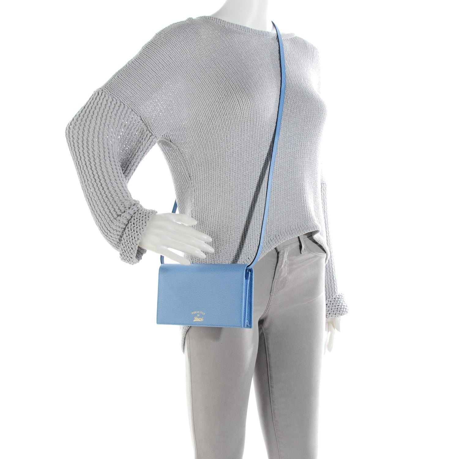 Gucci Dollar Calfskin Mini Swing Wallet Bag Mineral Blue 2 of 8