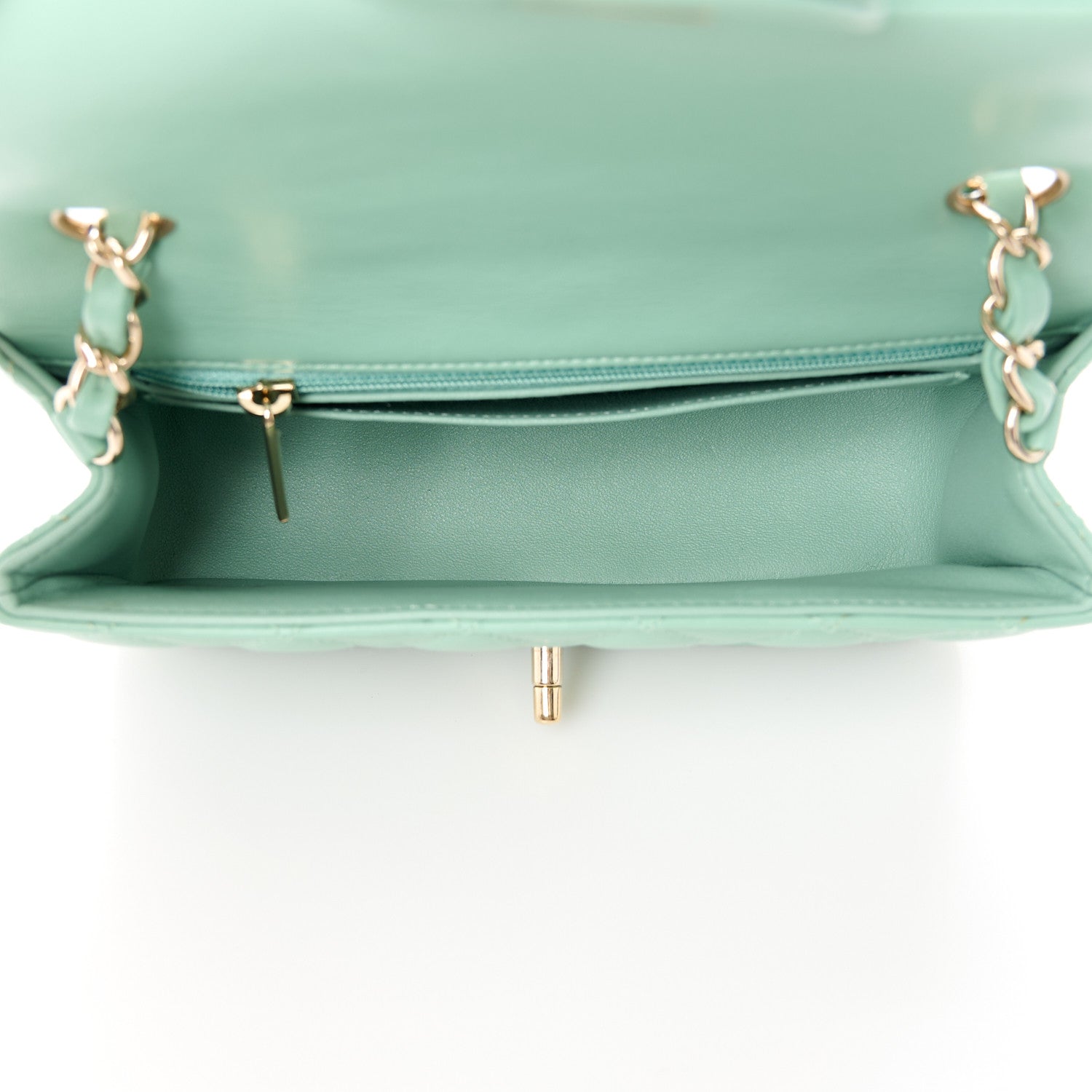 Chanel Lambskin Quilted Mini Rectangular Flap Light Green 5 of 11