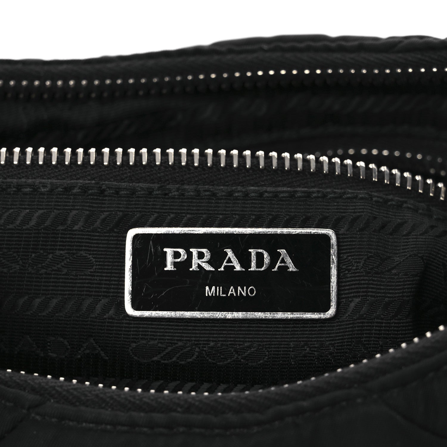 Prada Re-Nylon Triangle Padded Patchwork Shoulder Bag Black 6 of 17