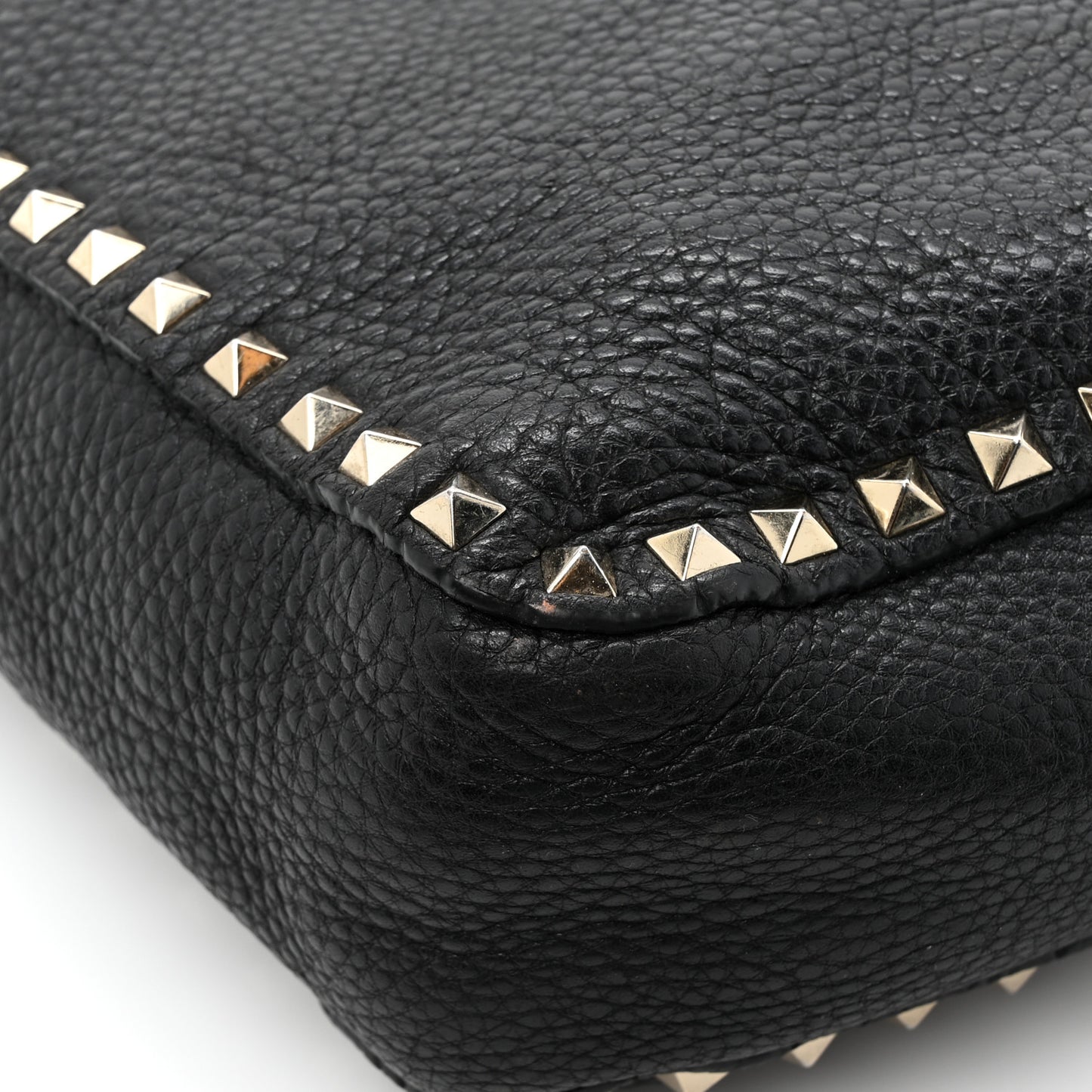 Pebbled Calfskin Small Rockstud Flip-Lock Messenger Bag Black