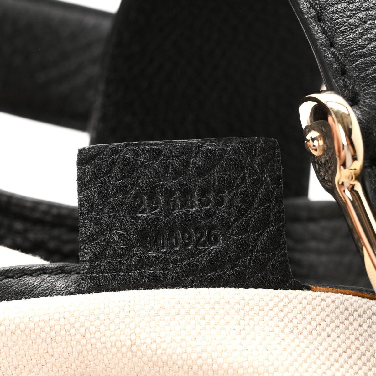 Canvas Calfskin Studded Large Soft Stirrup Shoulder Bag White Black
