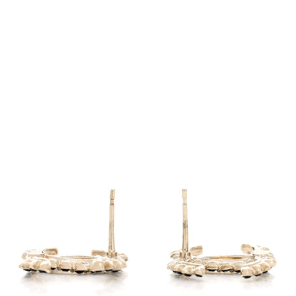 Chanel Strass Crystal Dazzling Wheat CC Earrings Black Gold 5 of 6