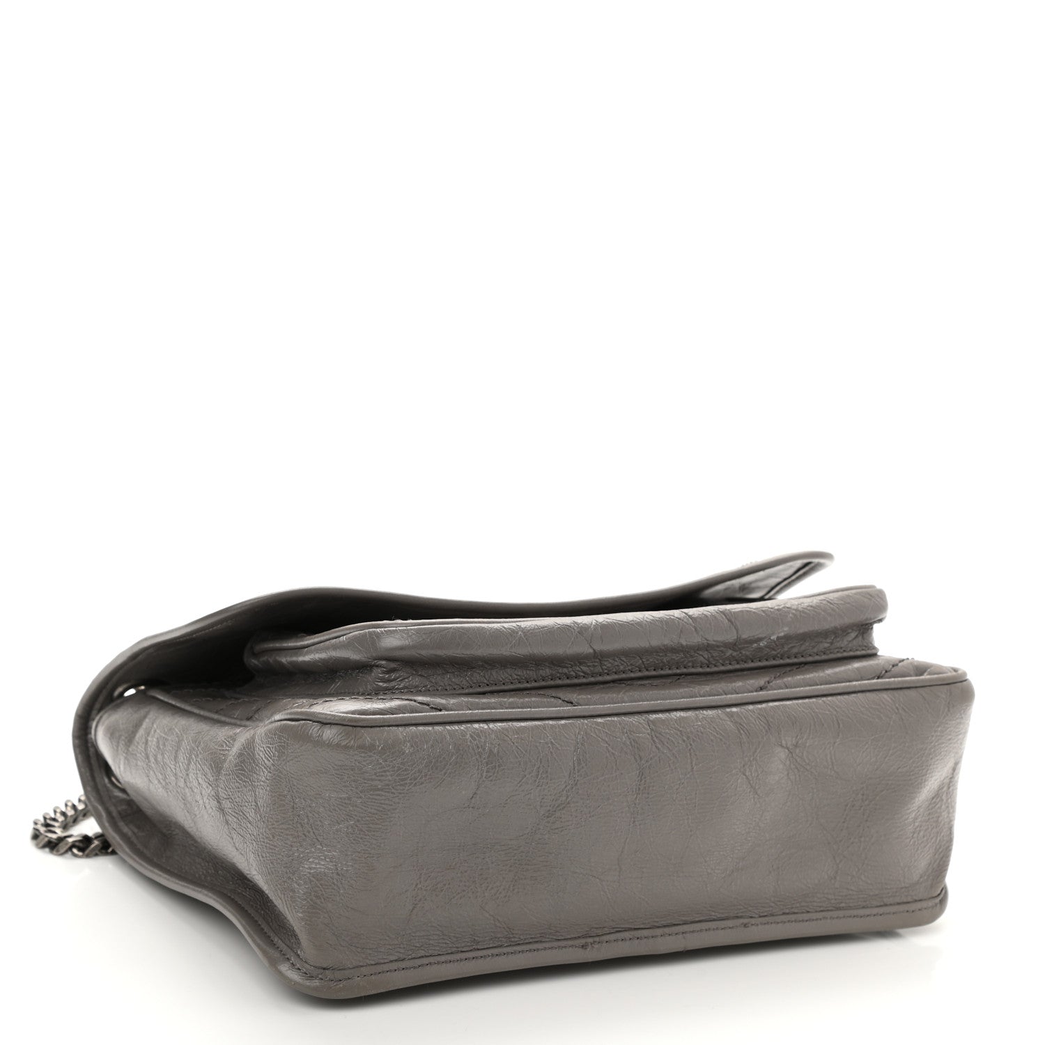 Saint Laurent Crinkled Calfskin Matelasse Monogram Medium Niki Chain Satchel Fog 4 of 9