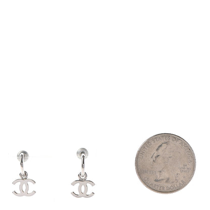 Chanel CC Drop Earrings Silver 2 of 3