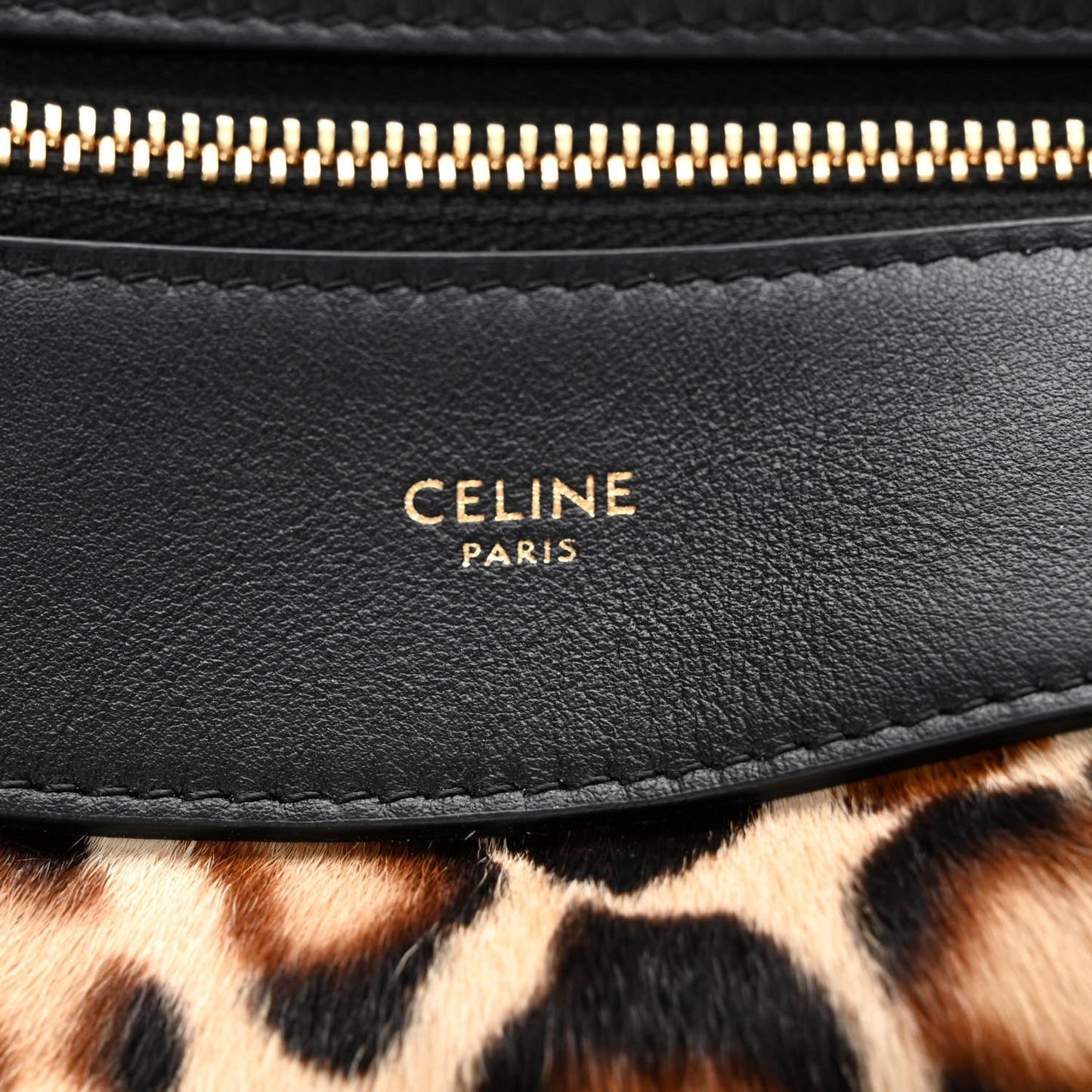 Furry Goatskin Leopard Medium Romy Shoulder Bag Natural Black