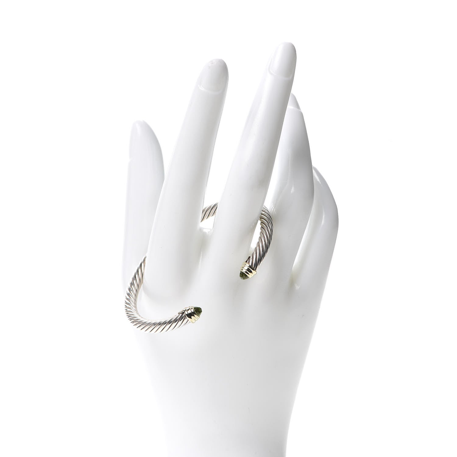 David Yurman Sterling Silver 14K Yellow Gold Peridot 5mm Cable Classics Petite Color Bracelet 2 of 5