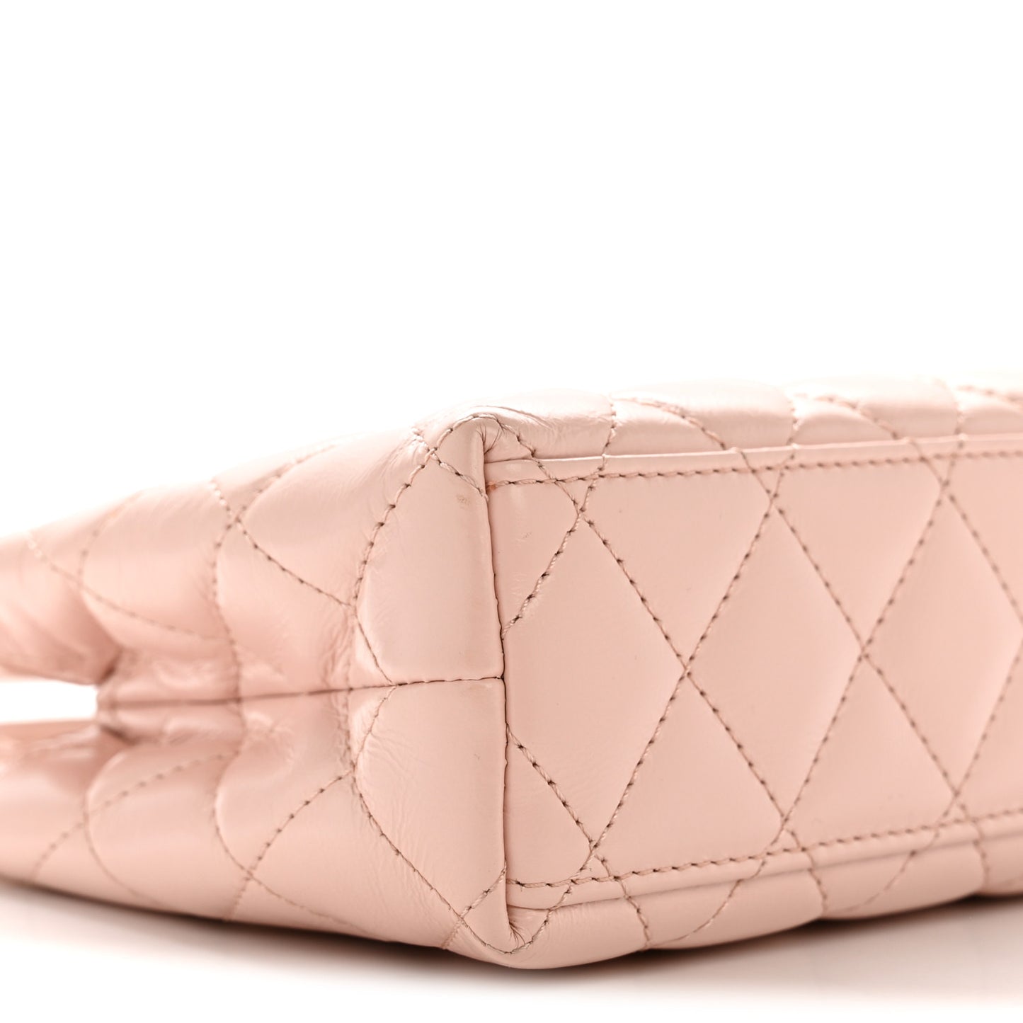 Shiny Aged Calfskin Quilted Nano Kelly Shopper Pink