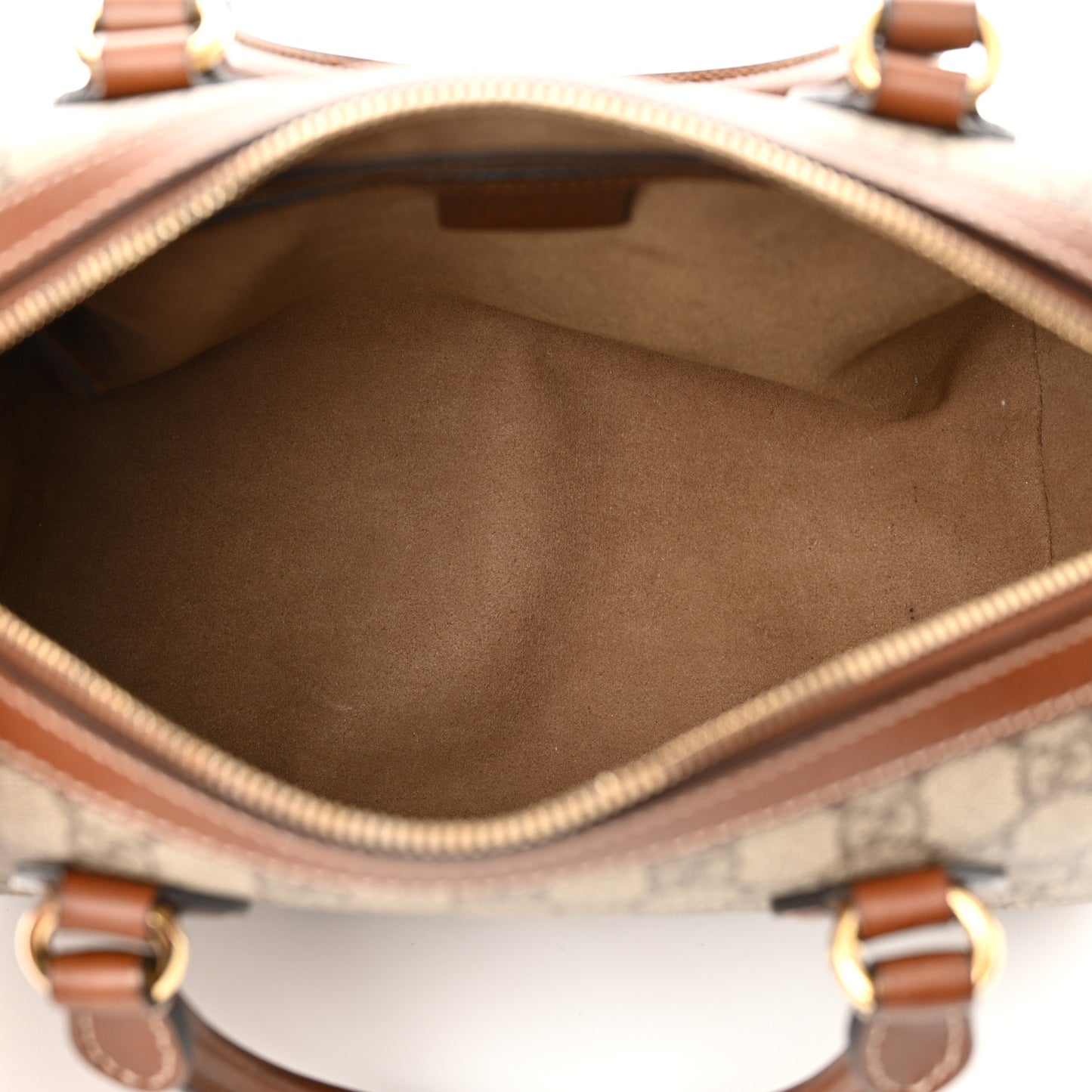 GG Supreme Monogram Cuoio Toscano Small Boston Beige Ebony Cuir