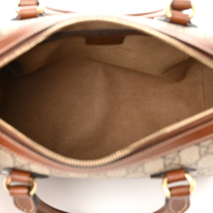 Gucci GG Supreme Monogram Cuoio Toscano Small Boston Beige Ebony Cuir 5 of 15