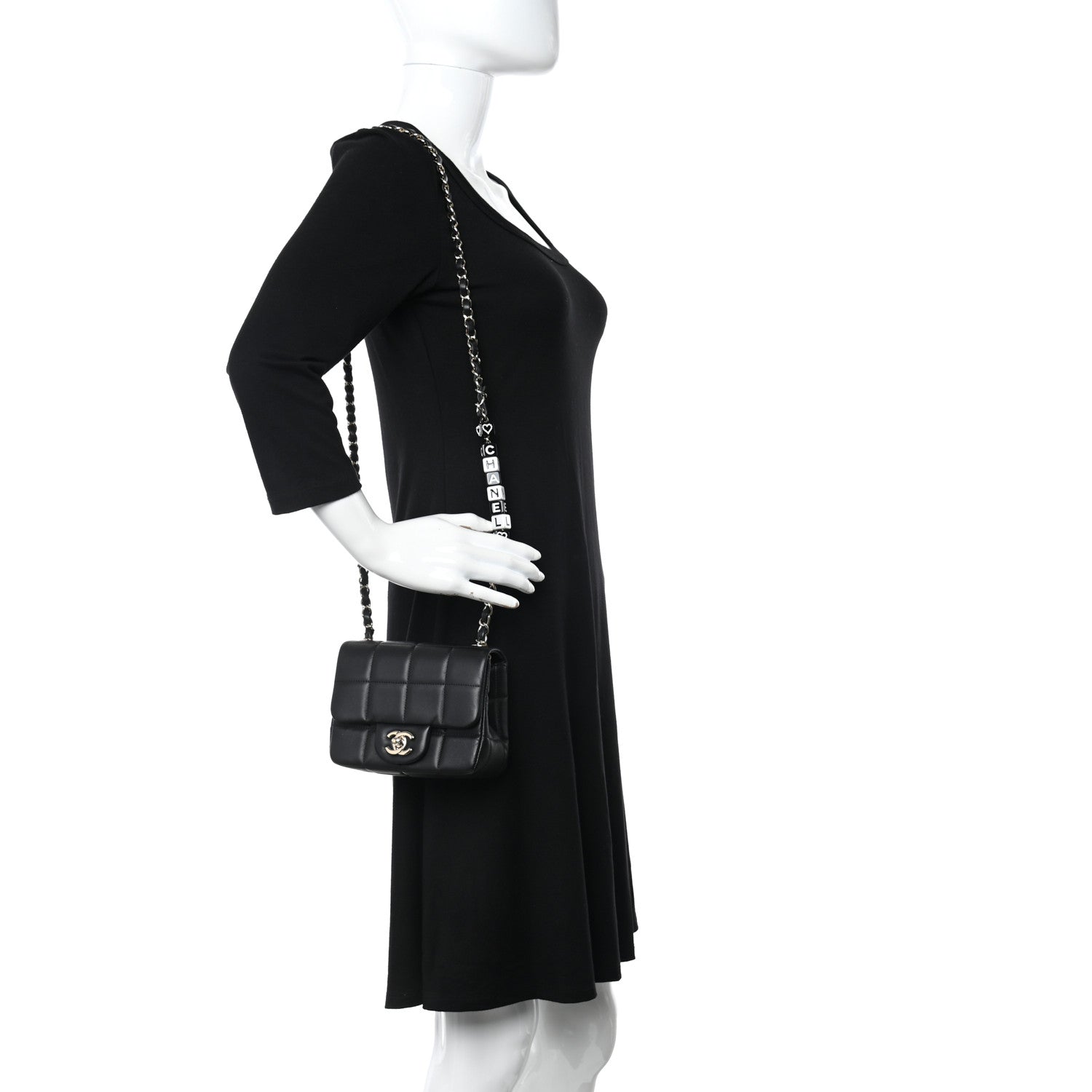 Chanel Lambskin Resin Crystal Square Quilted Mini Monacoco Flap Black 2 of 11