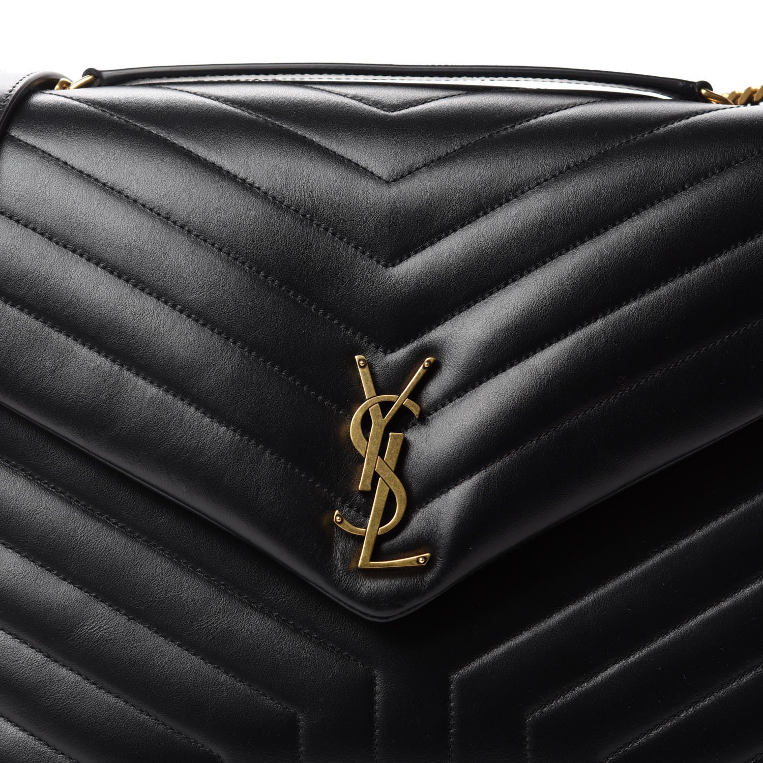 Saint Laurent Calfskin Y Quilted Monogram Large Loulou Chain Satchel Black 10 of 10