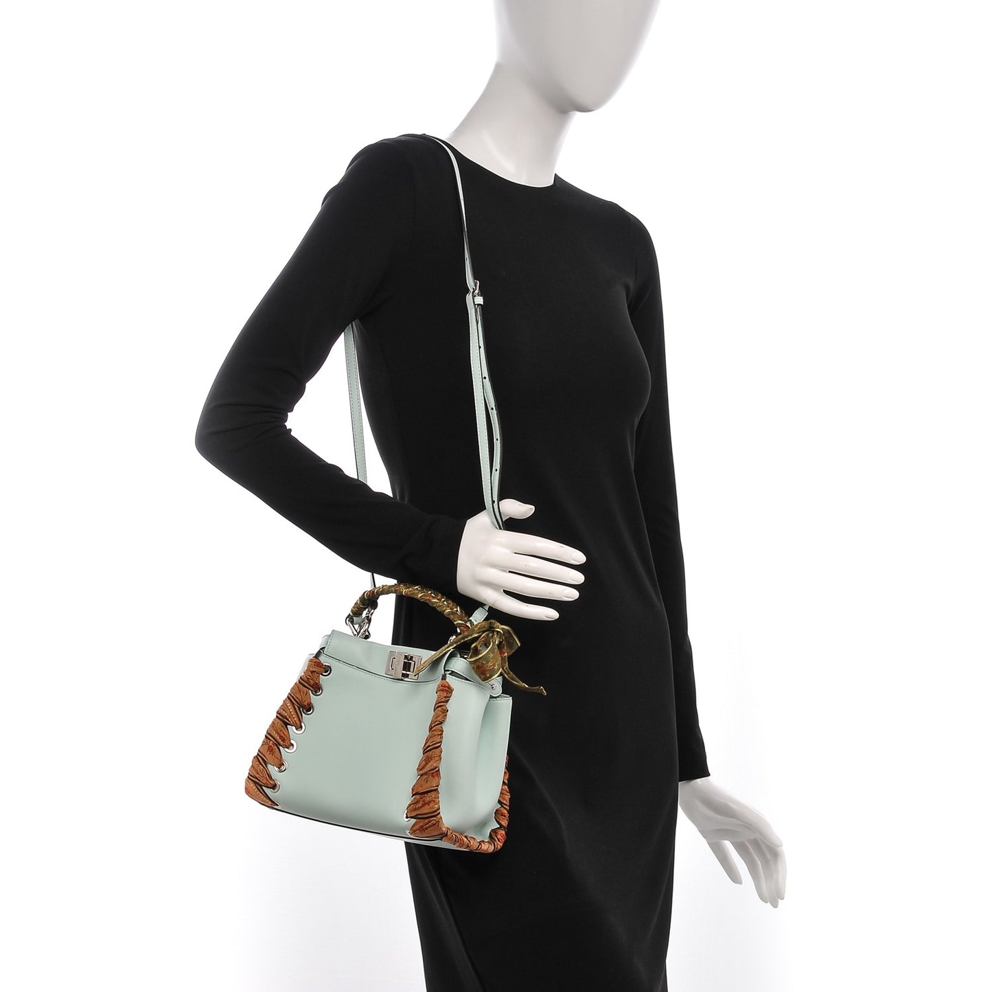 Nappa Ribbon Lace Up Mini Peekaboo Iconic Satchel Fairy Green