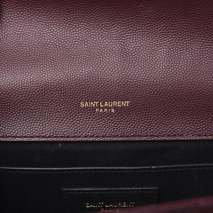 Saint Laurent Grain De Poudre Textured Mixed Matelasse Medium Triquilt Monogram Satchel Rouge Legion 5 of 12