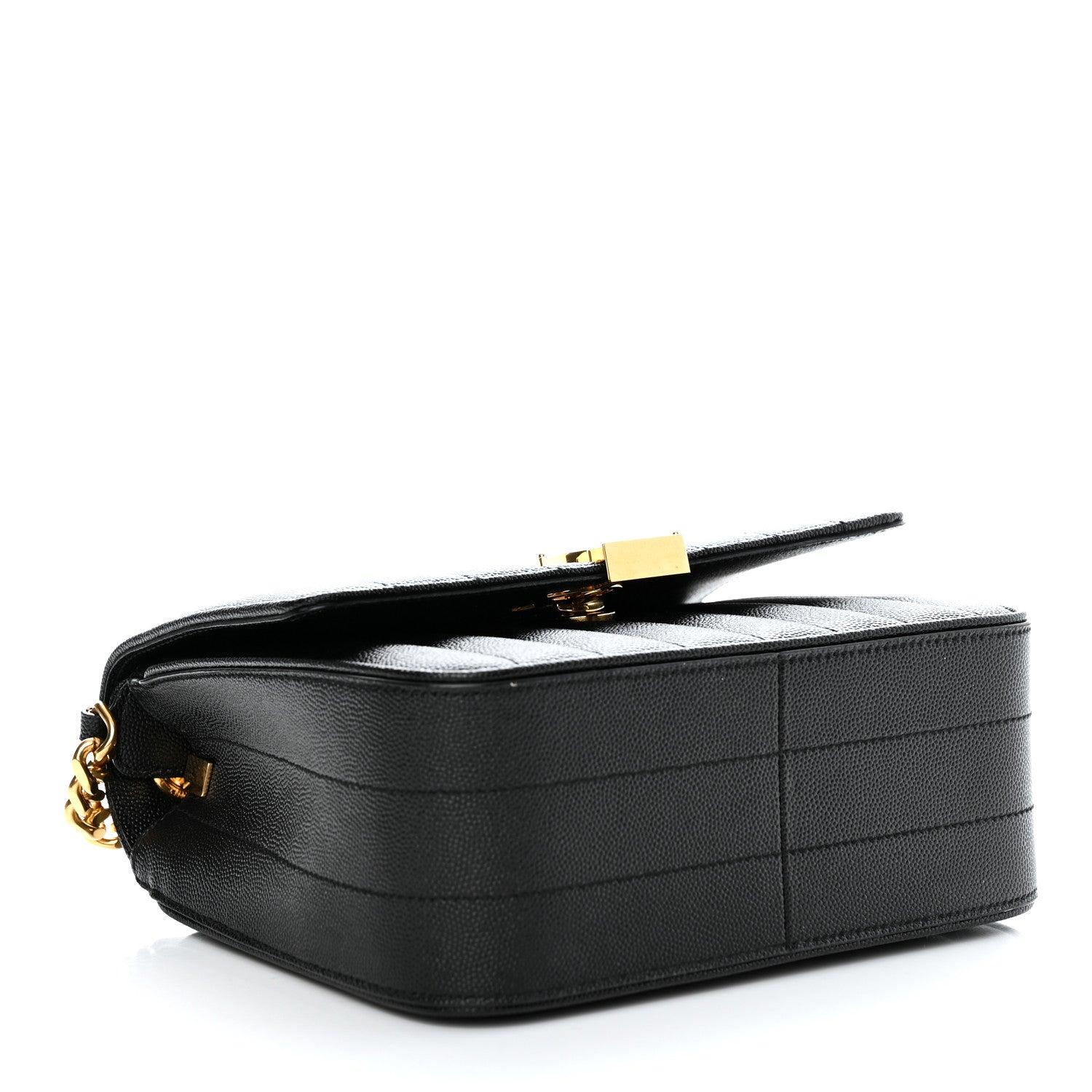 Saint Laurent Grain De Poudre Matelasse Monogram Medium Vicky Chain Bag Black 4 of 10