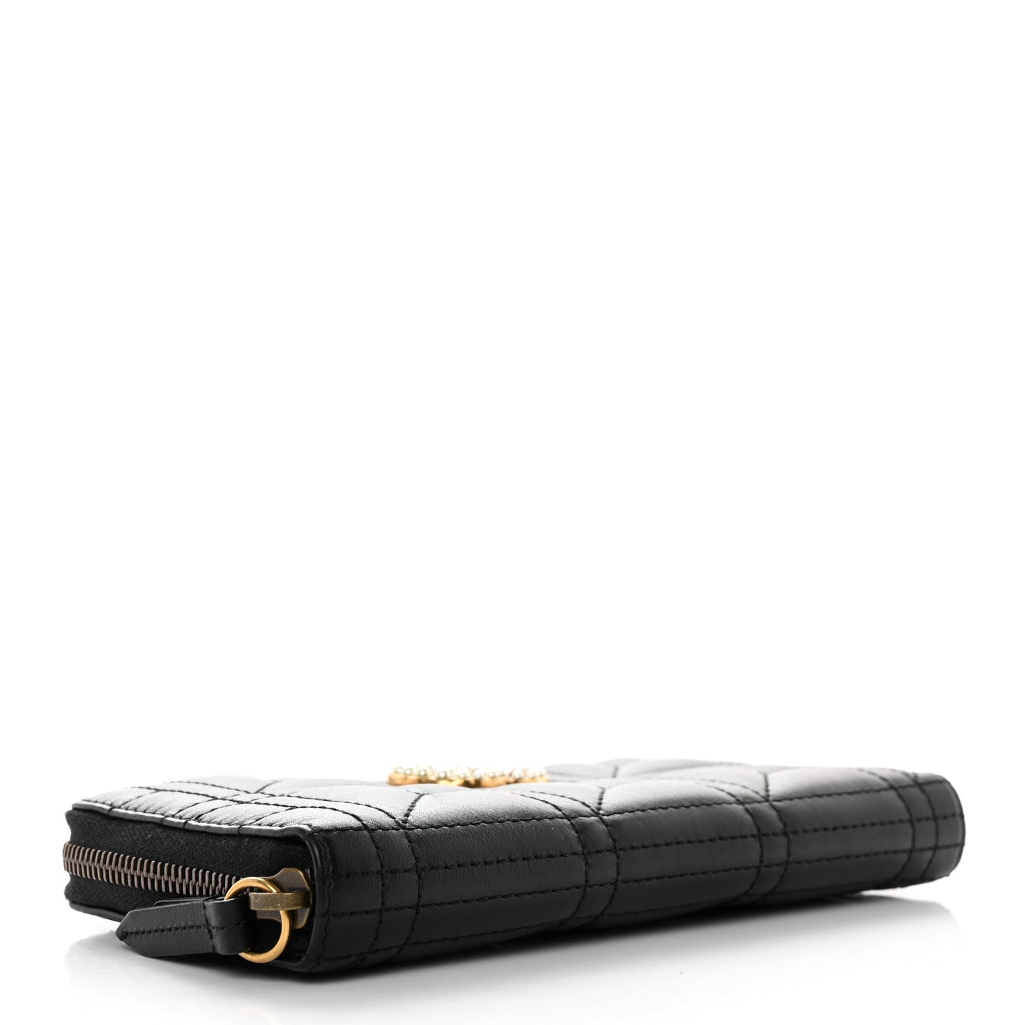 Calfskin Matelasse Pearly GG Marmont Zip Around Wallet Black