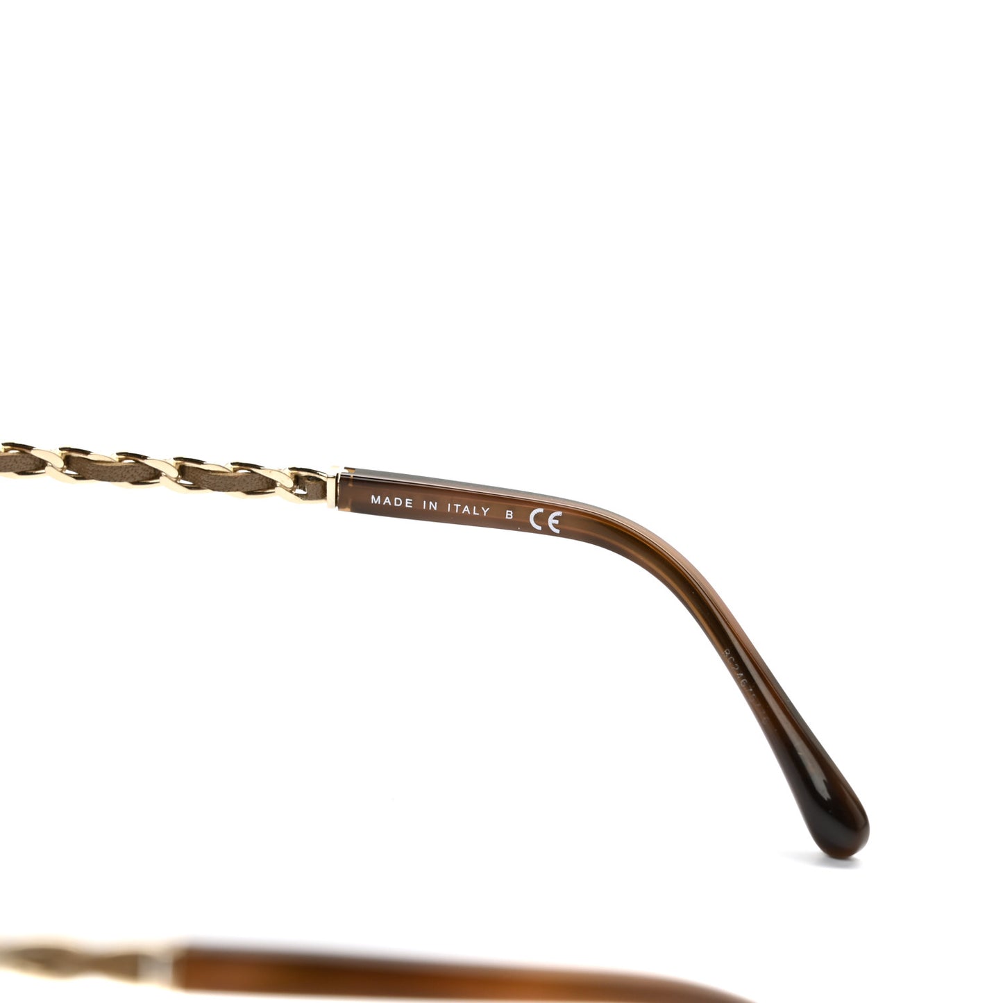 Acetate Metal Lambskin Chain Square Sunglasses 5210-Q Brown
