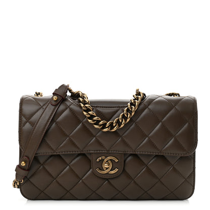 Chanel Glazed Calfskin Quilted Large Perfect Edge Flap Kaki 1 of 10