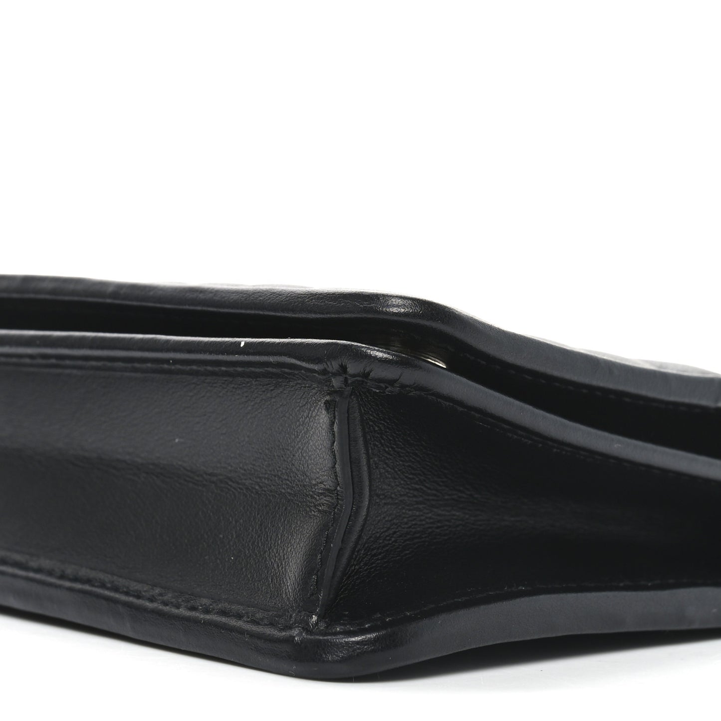 Soft Calfskin Impunture Diagramme Chain Wallet Black