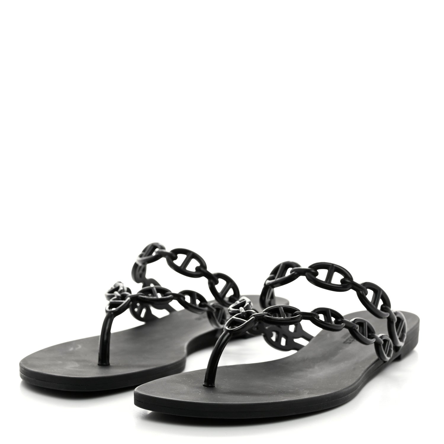 Hermes Rubber Chaine d'Ancre Island Sandals 38 Black 3 of 8