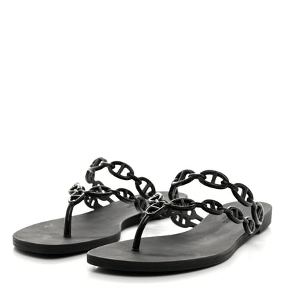 Hermes Rubber Chaine d'Ancre Island Sandals 38 Black 3 of 8