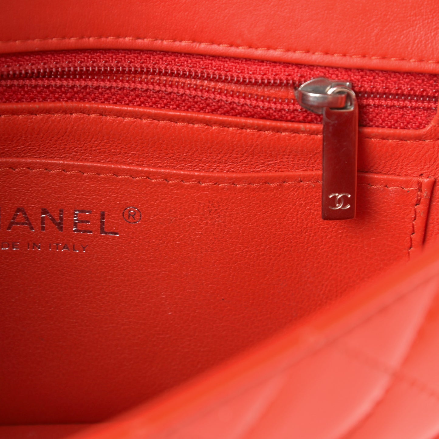 Patent Calfskin Quilted Mini Rectangular Flap Red