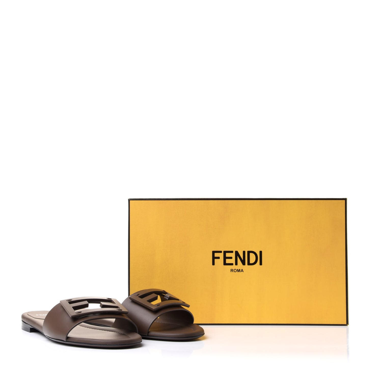 Vitello Cuoio Baguette Flat Slide Sandals 40 Maya