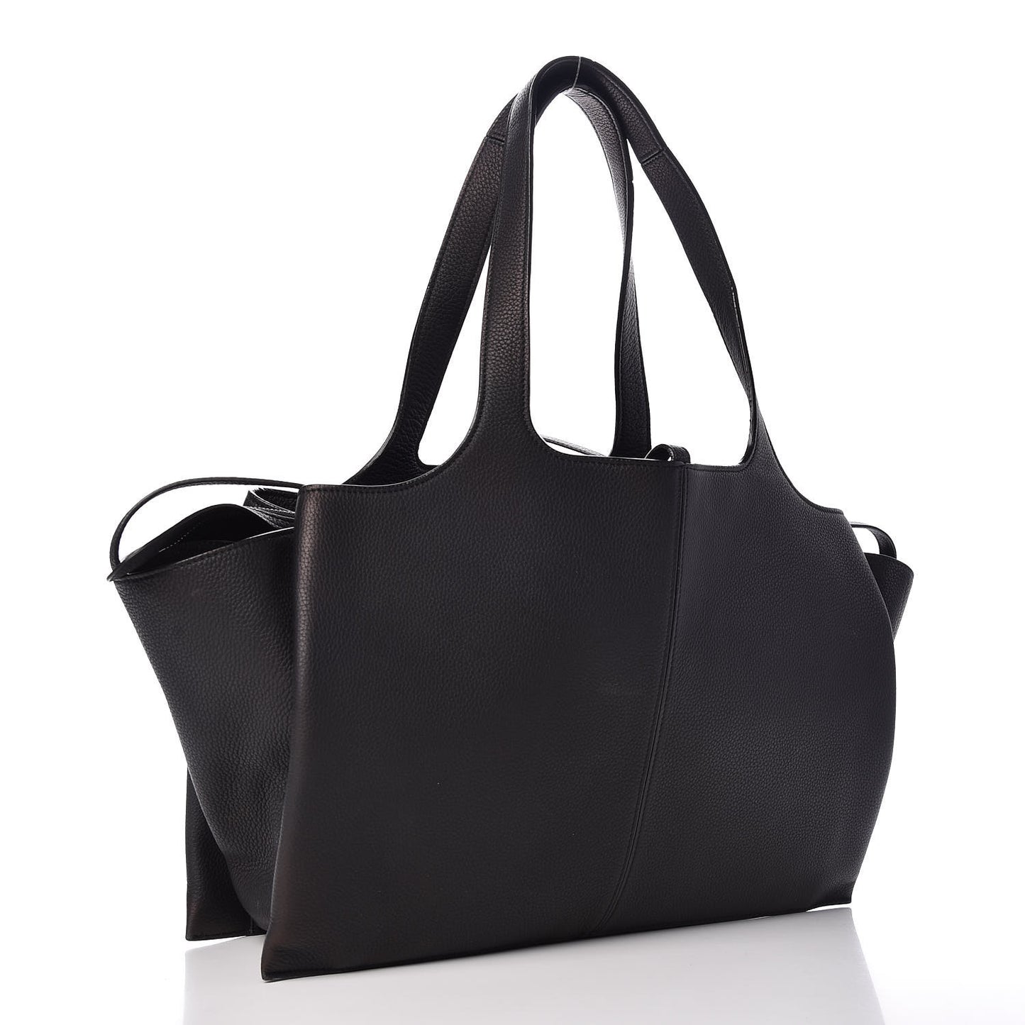 Baby Grained Calfskin Medium Tri-Fold Bag Black