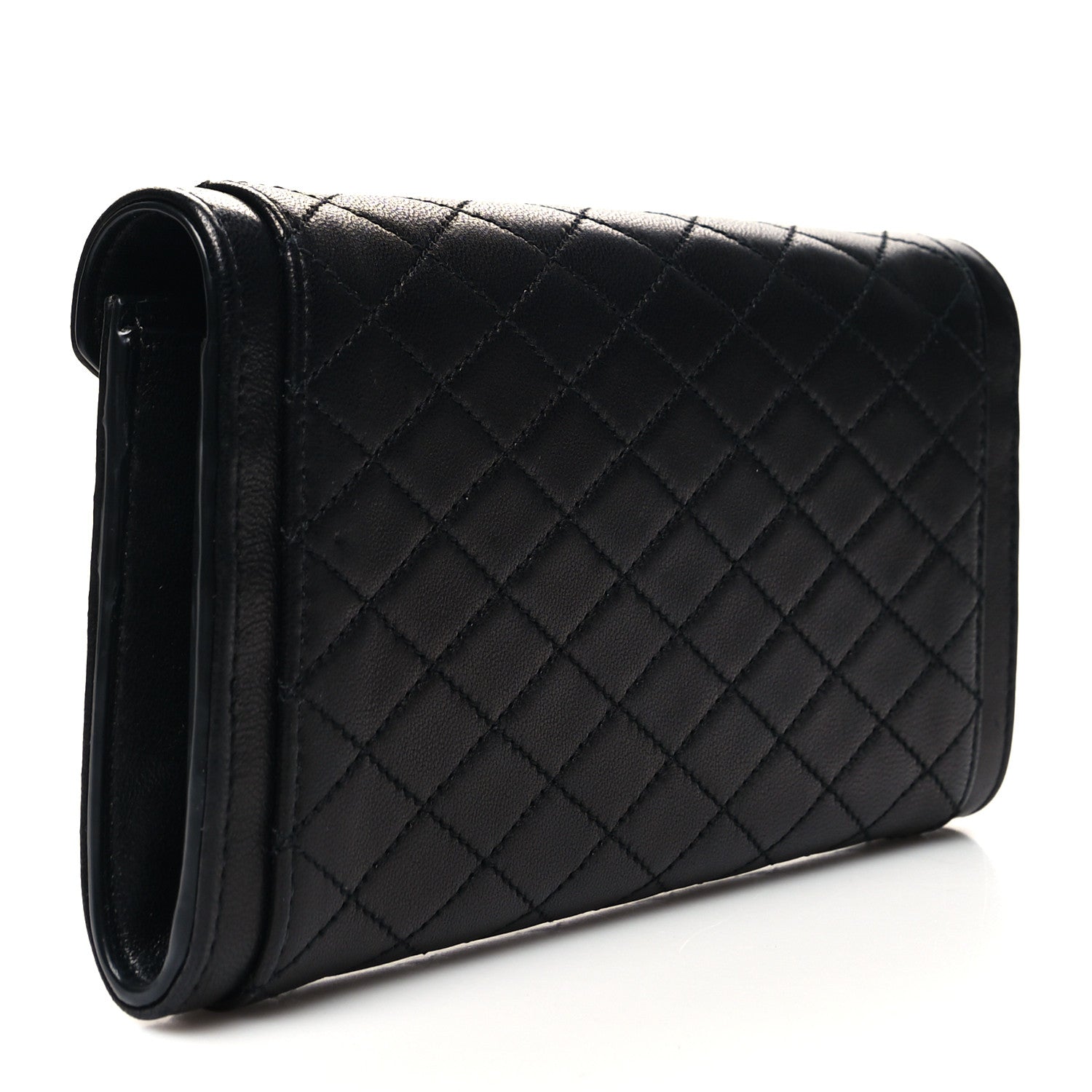 Saint Laurent Lambskin Quilted Monogram Large Gabbie Flap Wallet Black 3 of 11