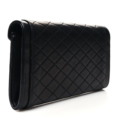 Saint Laurent Lambskin Quilted Monogram Large Gabbie Flap Wallet Black 3 of 11