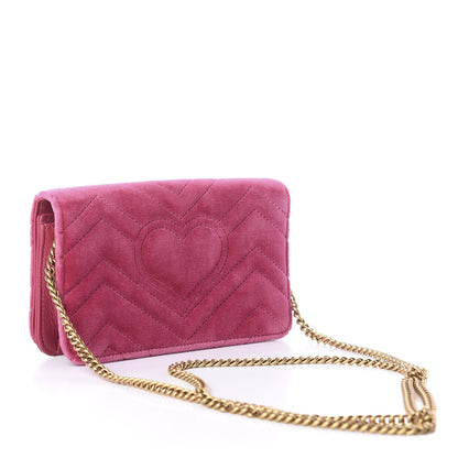 Gucci Velvet Matelasse Love Embroidered GG Marmont Mini Bag Light Raspberry Rose 3 of 13