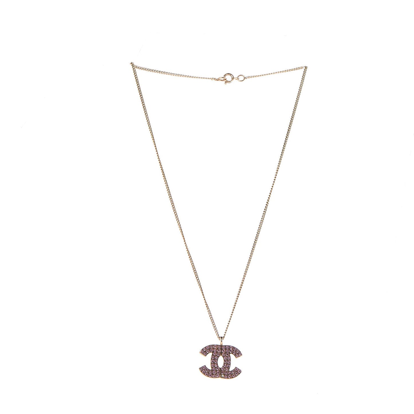 Crystal CC Necklace Pink Gold