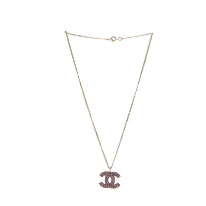 Chanel Crystal CC Necklace Pink Gold 4 of 6