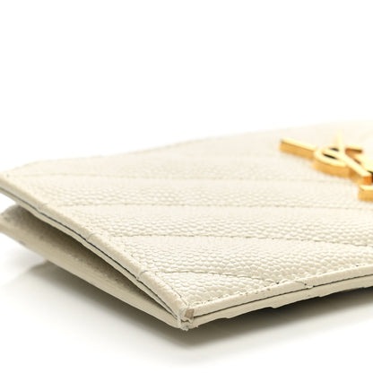 Saint Laurent Grain De Poudre Matelasse Chevron Monogram Fragments Zippered Card Case Blanc Vintage 8 of 12