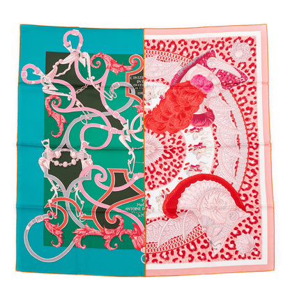Hermes Silk Plumets du Roy Scarf 90 Vert Rose Blanc 1 of 4