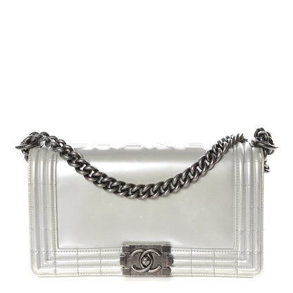 Chanel Iridescent Glazed Calfskin Medium Boy Flap Silver 1 of 14