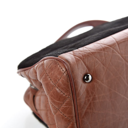 Chanel Aged Calfskin Pony Hair Quilted Miss Pony Bowler Brown 14 of 14