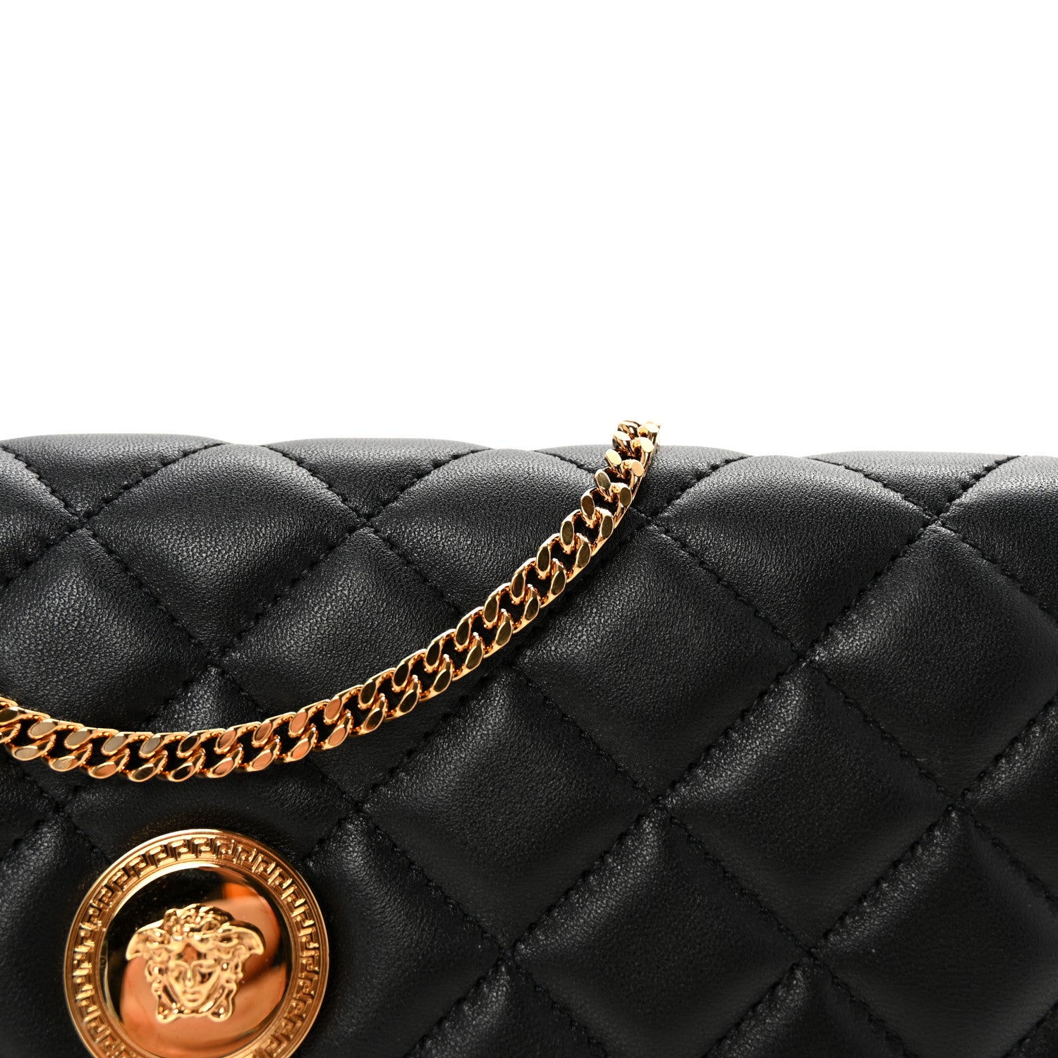 Versace Lambskin Quilted Medusa Wallet On Chain Crossbody Black 7 of 9