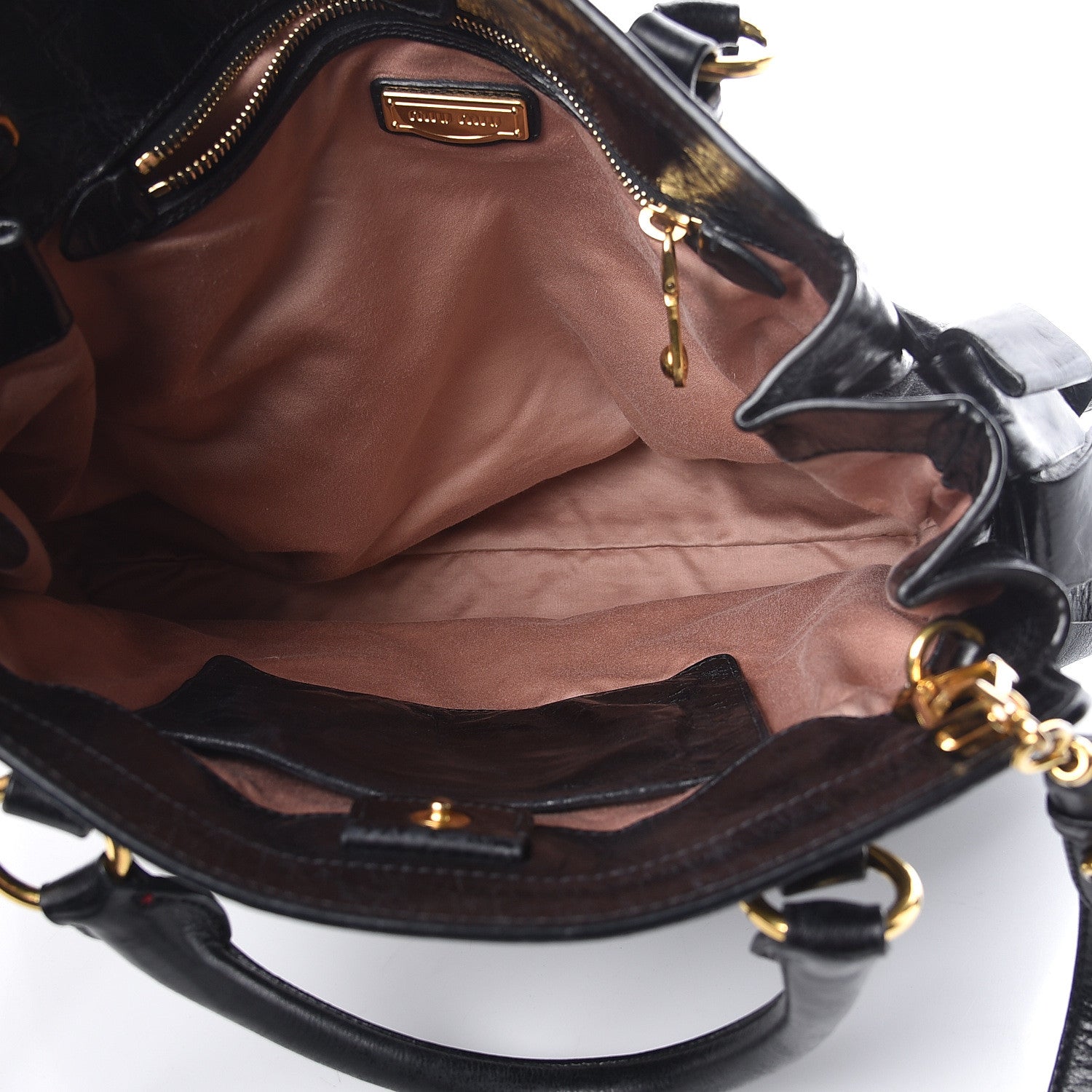 Miu Miu Vitello Lux Bow Tote Black 6 of 11