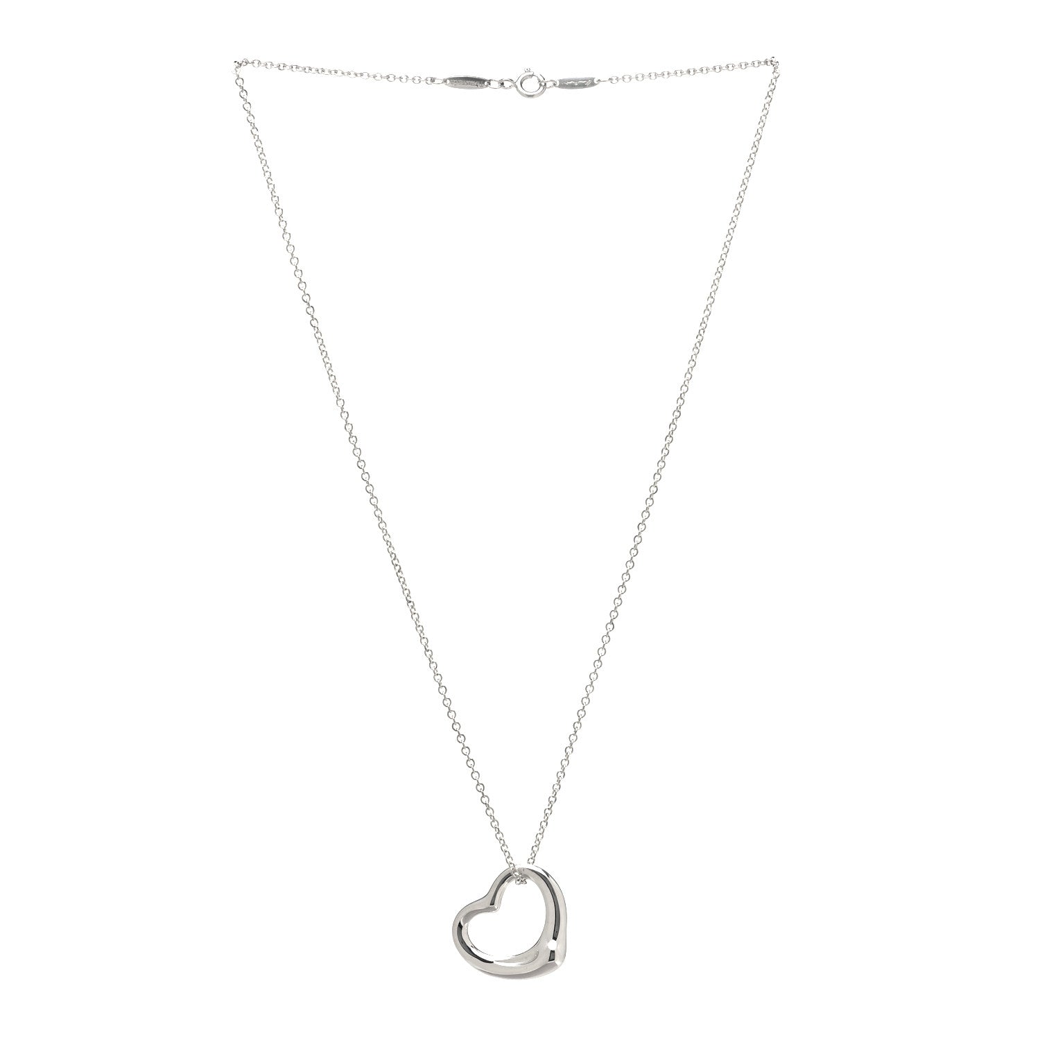 Tiffany Sterling Silver 22mm Elsa Peretti Open Heart Pendant Necklace 3 of 6