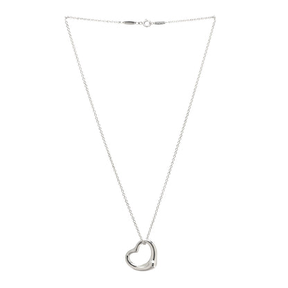 Tiffany Sterling Silver 22mm Elsa Peretti Open Heart Pendant Necklace 3 of 6