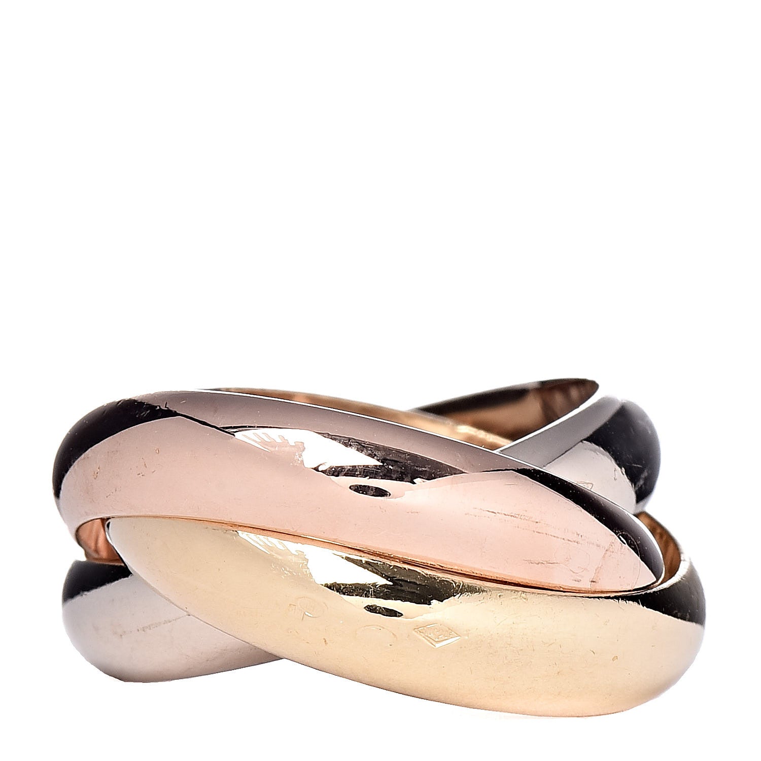 Cartier 18K Pink Yellow White Gold Large Trinity Ring 51 5.75 1 of 5