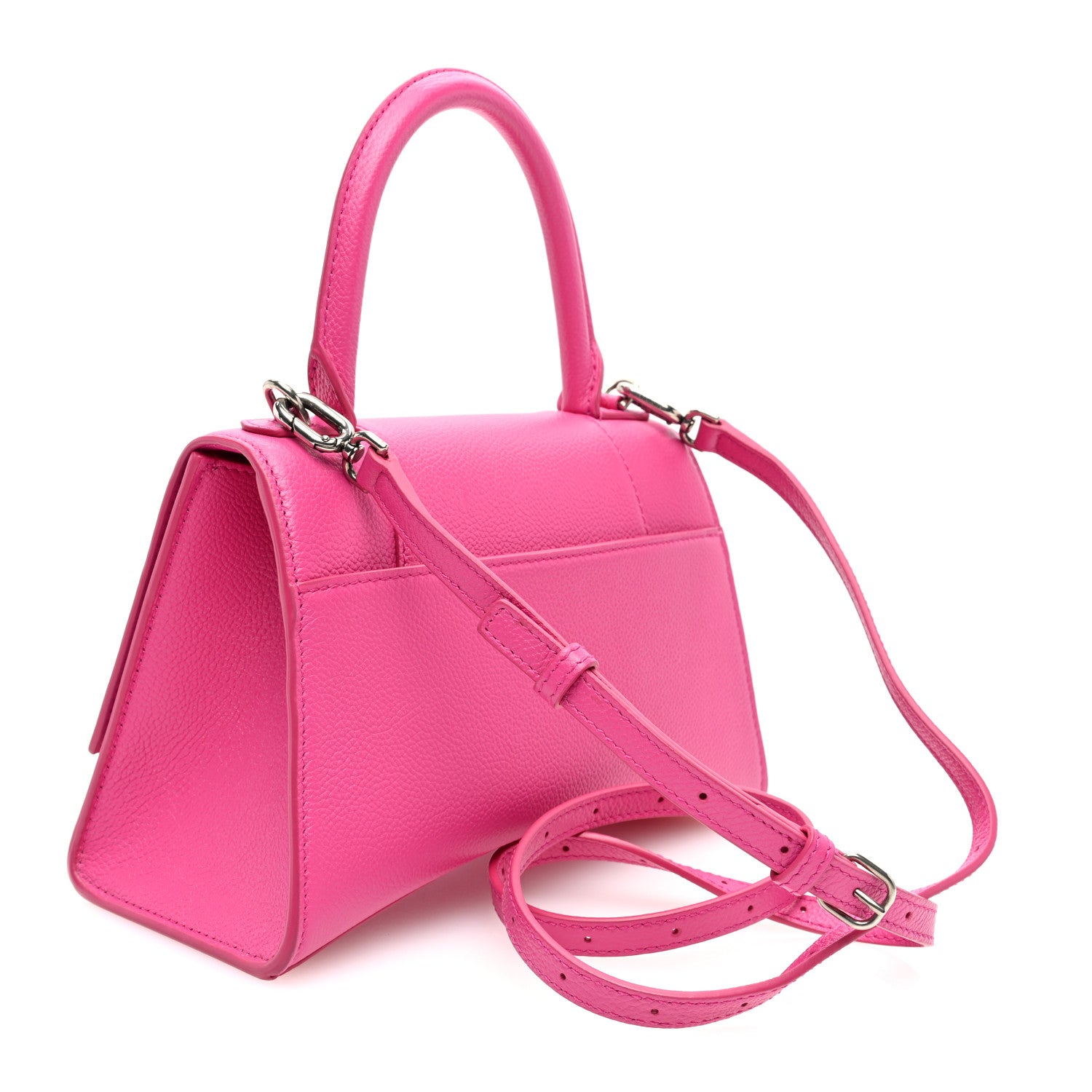 Balenciaga Grained Calfskin Tonal B Small Hourglass Top Handle Bag Acid Fuchsia 3 of 10